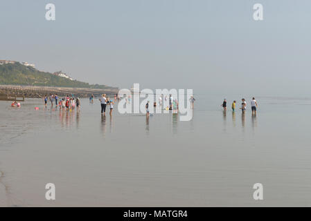 Holywell retreat beach, Eastbourne, Est Susssex, England, Regno Unito Foto Stock