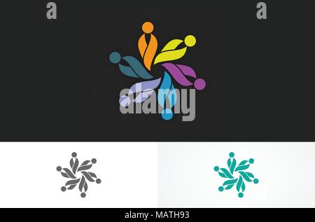 Cerchio di persone colord vettore logo Illustrazione Vettoriale