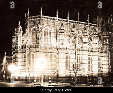 L'Abbazia di Westminster, illuminati per il 1935 Silver Jubilee Foto Stock