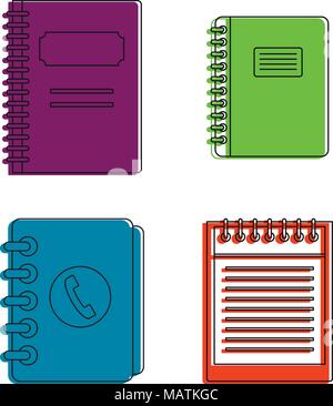 Notebook serie di icone, colori stile contorno Illustrazione Vettoriale