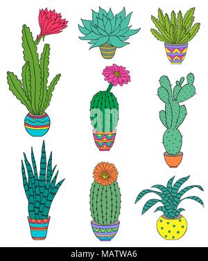 Set di disegnati a mano houseplant Illustrazione Vettoriale