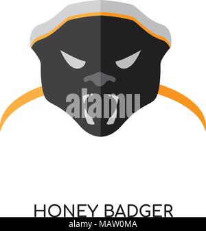 Honey badger isolato del logo su sfondo bianco per il web, mobili e progettazione di app Illustrazione Vettoriale