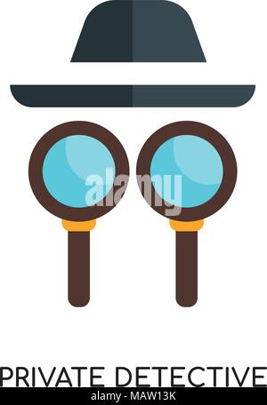 Detective privato isolato del logo su sfondo bianco per il web, mobili e progettazione di app Illustrazione Vettoriale