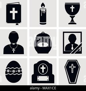 RIP e funerali set di icone Illustrazione Vettoriale