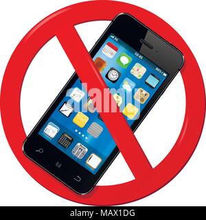 Non utilizzare il telefono cellulare segno isolato su sfondo bianco Illustrazione Vettoriale