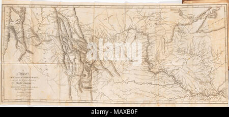 Mappa di Lewis e Clark via attraverso la porzione occidentale del Nord America nel 1804, 5 & 6 Foto Stock