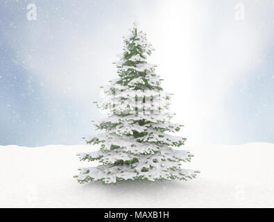Sfondo di natale con snowy abeti Foto Stock