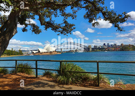 Sydney Opera House e il Sydney Harbour Bridge, Sydney, Nuovo Galles del Sud, Australia Foto Stock