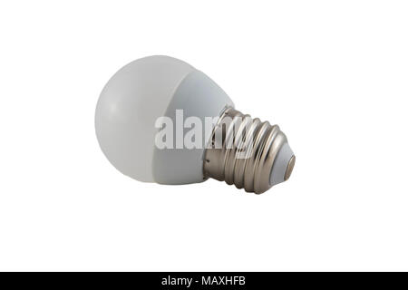 Led lampadina luce isolati su sfondo bianco Foto Stock