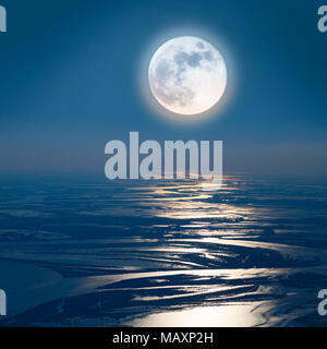 Percorso lunare sulla pianura del grande fiume, vista dall'alto Foto Stock