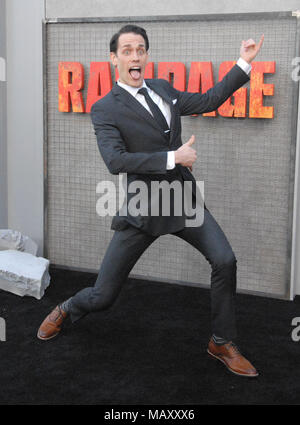 LOS ANGELES, CA - 04 aprile: attore Jason Liles assiste la premiere della Warner Bros Foto' 'Rampage' al teatro Microsoft il 4 aprile 2018 a Los Angeles, California. Foto di Barry re/Alamy Live News Foto Stock