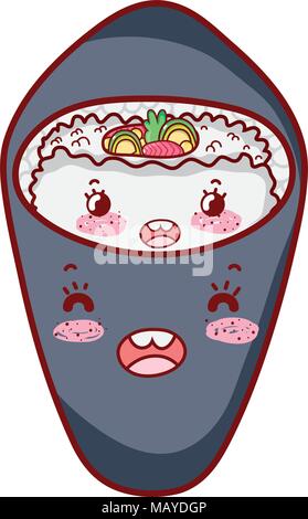 Kawaii felice tekka maki il cibo giapponese Illustrazione Vettoriale