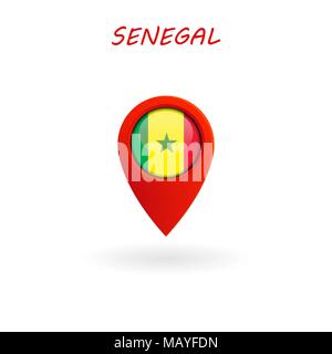 Icona della posizione per il Senegal Bandiera, vettore Illustrazione Vettoriale