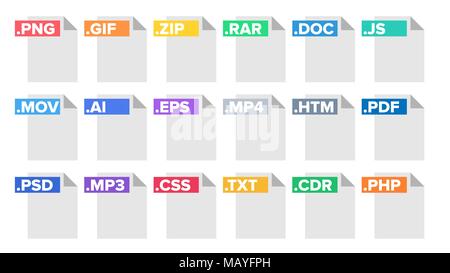 File in formato vettoriale. Pittogramma di documenti formati file simbolo. Pittogramma di moderno. Piatto illustrazione isolato Illustrazione Vettoriale