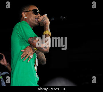 Il rapper modo Deandre aka Soulja Boy Dillo ad 'Em eseguendo in estate esplosione presso la Sports Arena Il 20 agosto 2011 a Los Angeles, California. Foto Stock