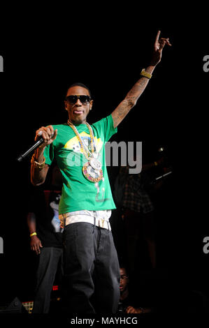 Il rapper modo Deandre aka Soulja Boy Dillo ad 'Em eseguendo in estate esplosione presso la Sports Arena Il 20 agosto 2011 a Los Angeles, California. Foto Stock