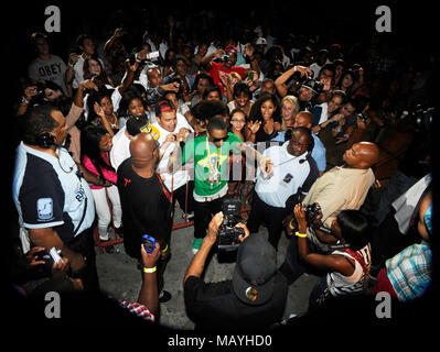 Il rapper modo Deandre aka Soulja Boy Dillo ad 'Em eseguendo in estate esplosione presso la Sports Arena Il 20 agosto 2011 a Los Angeles, California. Foto Stock