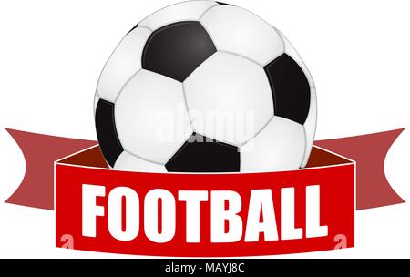 Abstract soccer ball wth rosso banner di calcio Illustrazione Vettoriale