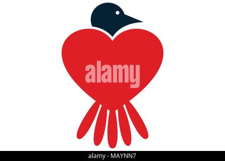 icona del logo dell'amore dell'uccello Illustrazione Vettoriale