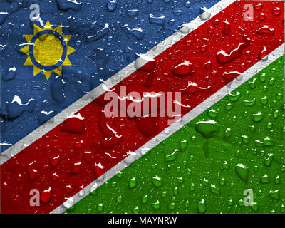 Bandiera della Namibia con gocce di pioggia Foto Stock