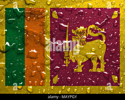 Bandiera dello Sri Lanka con gocce di pioggia Foto Stock