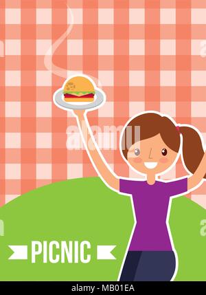 Le persone felici picnic Illustrazione Vettoriale