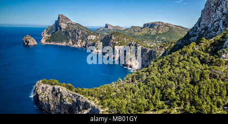 Vista panoramica sul Cap de Formentor in Maiorca Foto Stock