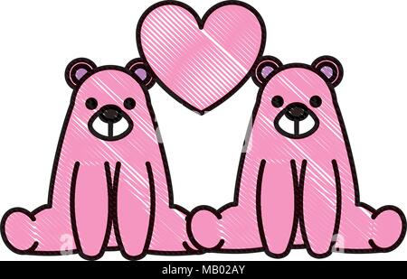 Giovane carino porta sedersi con amore cuore Illustrazione Vettoriale