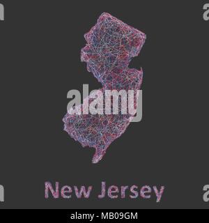 New Jersey line art mappa Illustrazione Vettoriale