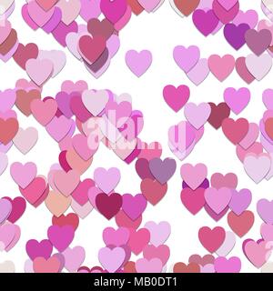 Seamless valentines day pattern di sfondo - Immagine vettoriale da cuori in toni di colore rosa con effetto ombra Illustrazione Vettoriale