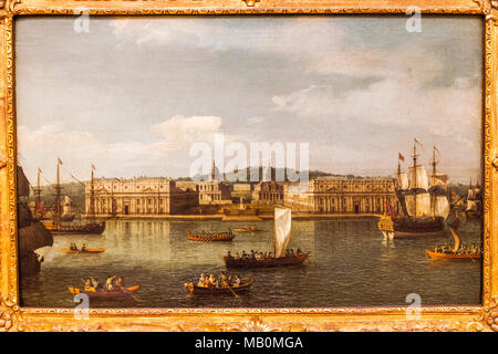 Pittura intitolato una vista di Greenwich dal fiume del Canaletto Foto Stock