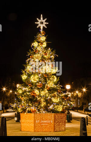 Inghilterra, Londra, Regent Street, Waterloo Place, St Jame albero di Natale Foto Stock