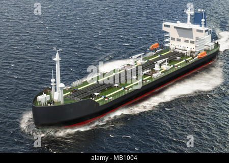 Petroliera vela in oceano, rendering 3D Foto Stock