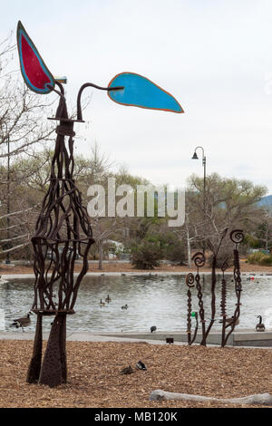 Outdoor arte pubblica da Ed Haddaway a Tingley Beach, Albuquerque, Nuovo Messico (2007) Foto Stock