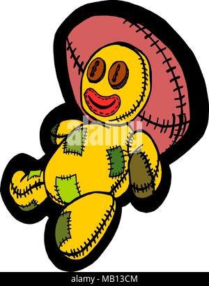 Ragged bambola con palla da rugby Illustrazione Vettoriale