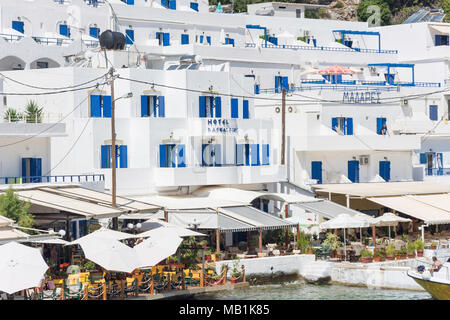 Porto Taverna e Daskalogiannis Hotel, Loutro Sfakia, Regione di Chania, Creta (Kriti), Grecia Foto Stock