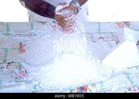 Farina di manioca, libero mercato, Belem, Paraiba, Brasile Foto Stock
