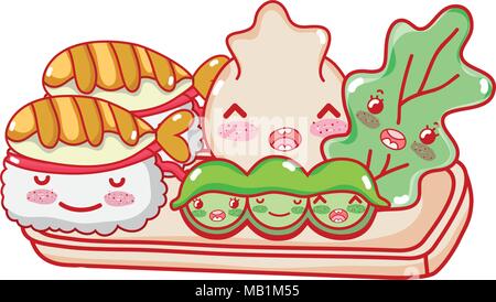 Kawaii carino gustoso cibo giapponese Illustrazione Vettoriale