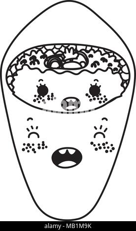 La linea kawaii felice tekka maki il cibo giapponese Illustrazione Vettoriale