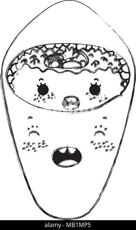 Grunge kawaii felice tekka maki il cibo giapponese Illustrazione Vettoriale