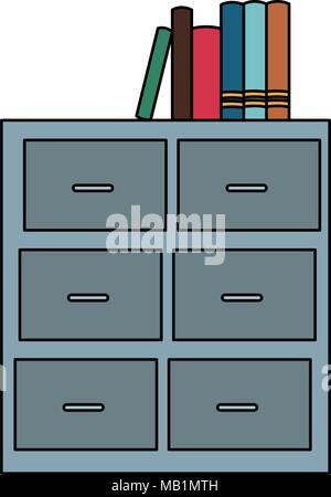 Libri su file cabinet Illustrazione Vettoriale