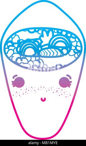 Linea degradate kawaii timido tekka maki il cibo giapponese Illustrazione Vettoriale