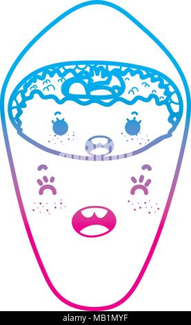 Linea degradate kawaii felice tekka maki il cibo giapponese Illustrazione Vettoriale