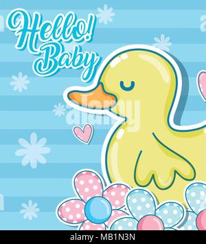 Baby shower cartoons card Illustrazione Vettoriale