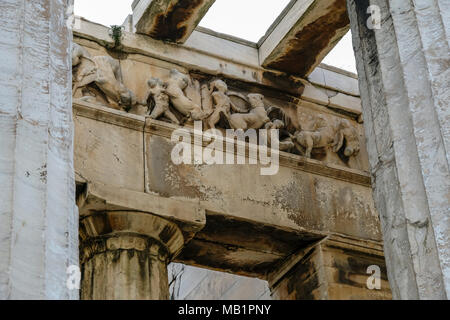 Tempio di Herphaesus nell'Antica Agorà di Atene, Grecia. Foto Stock