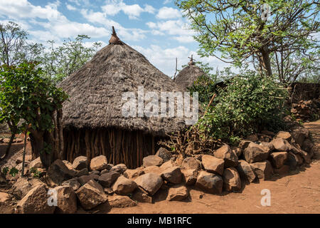 Tradizionale tribù Konso house, Etiopia Foto Stock