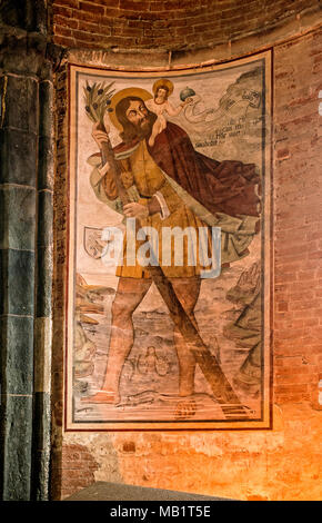 Italia Piemonte Sant'Ambrogio di Torino Sacra di San Michele - La Chiesa - abside - Saint Christopher Foto Stock