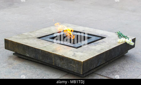 Russia, Saint Petersburg-June 16, 2012: la fiamma eterna sul campo di Marte, la piazza centrale della città Foto Stock