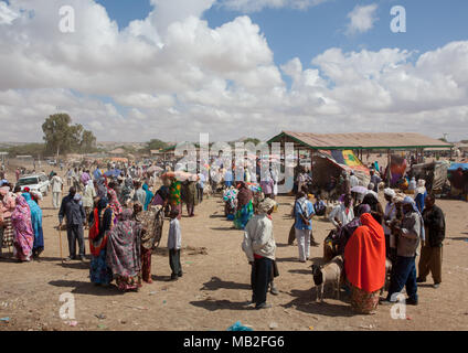 Popolo somalo nel mercato del bestiame, Woqooyi Galbeed regione, Hargeisa, il Somaliland Foto Stock