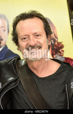 Napoli, Italia. 06 apr, 2018. Attore italiano Rocco Papaleo durante il Photocall del film italiano Bob & Marie al Cinema Metropolitan di Napoli. Credito: Paola Visone/Pacific Press/Alamy Live News Foto Stock